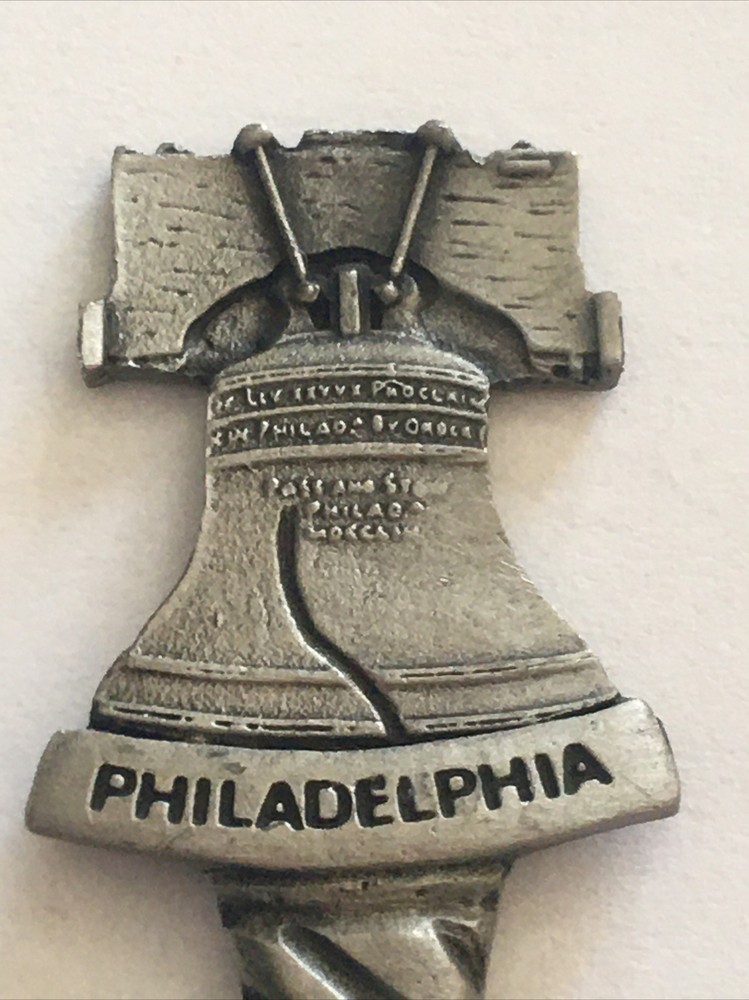 Vintage Souvenir Spoon US Collectible Pewter Liberty Bell Philadelphia PA