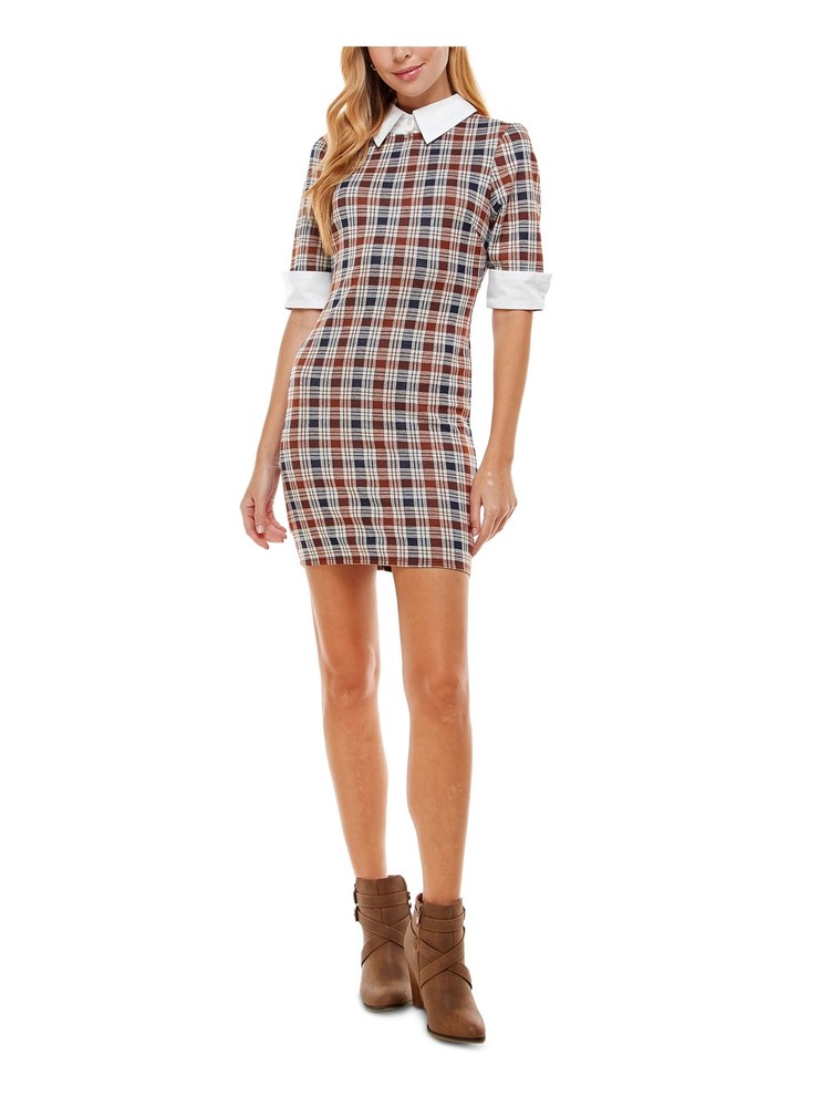 KINGSTON GREY Womens Brown Elbow Sleeve Mini Body Con Dress XXL SHORT