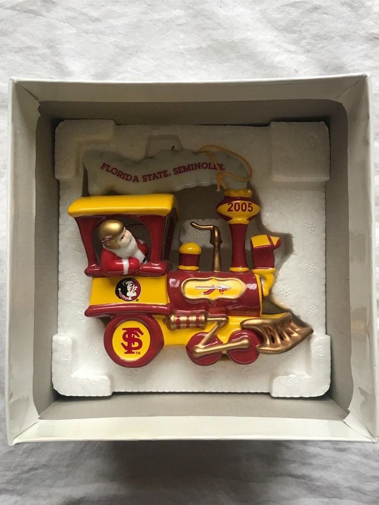 Danbury Mint Florida State Seminoles Christmas Ornament 2005 Train Engine