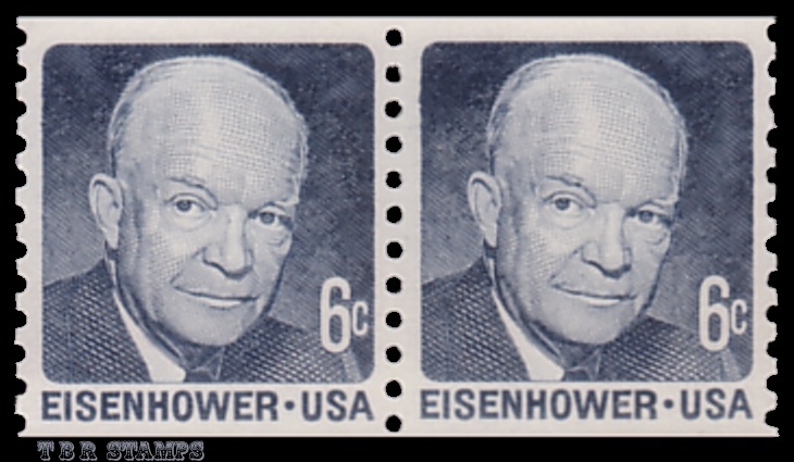 Scott 1401v 1401 Dwight David Eisenhower 6c Pair Dull Gum 1970 MNH - Buy Now-image