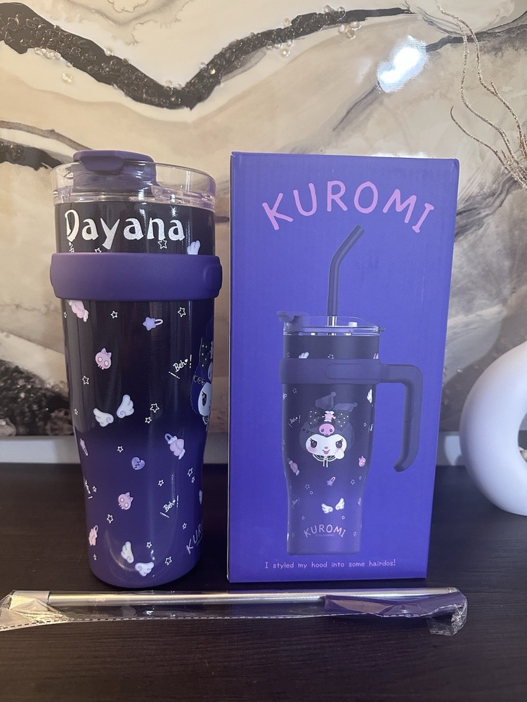 Cute 40oz Kuromi Tumbler with Straw Handle Personalize with Your Name