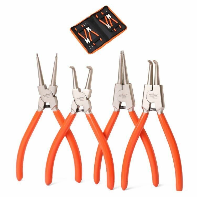 4-piece Snap Ring Pliers Set 7-inch Internal/External Circlip Plier  Heavy Duty