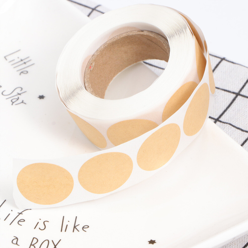 Adhesive Seal Decal Kraft Paper Stickers Kraft Dot Stickers Brown Paper Tags