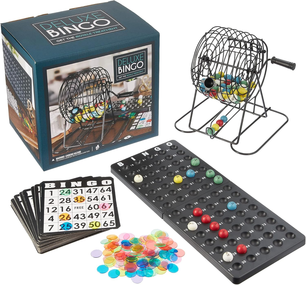 Deluxe Bingo Game + Free Expansion Set 50 Premium Cards, 300 Vibrant Chips, 75 C