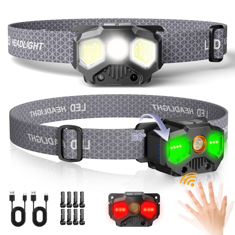 1400 Lumen Rechargeable LED Headlamp 2 Pack Lightweight Hands-Free Light  