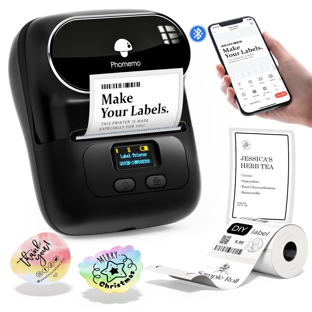 Phomemo M110 Upgraded Bluetooth Thermal Label Maker Barcode Printer