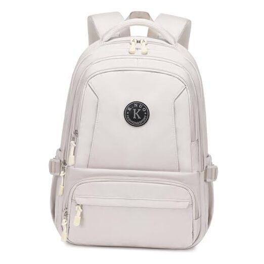 17-Inch Anti-Theft Laptop Backpack for Women & Men Travel Carry-On Beige