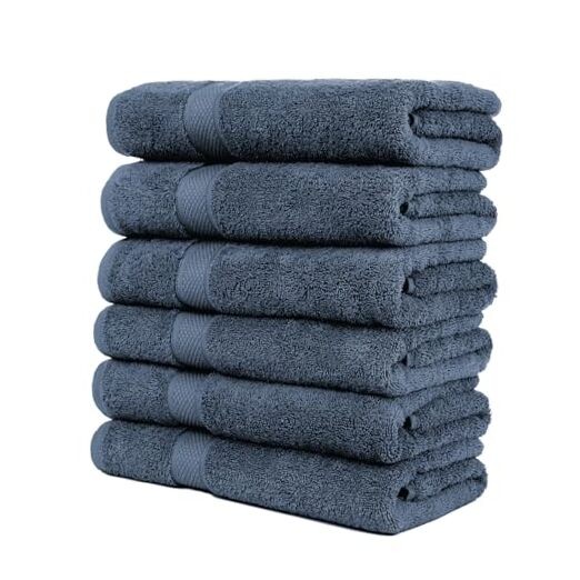 Pleasant Home Bath Towels Set of 6 (24” x 50”) 100% Cotton, 515 GSM | Navy
