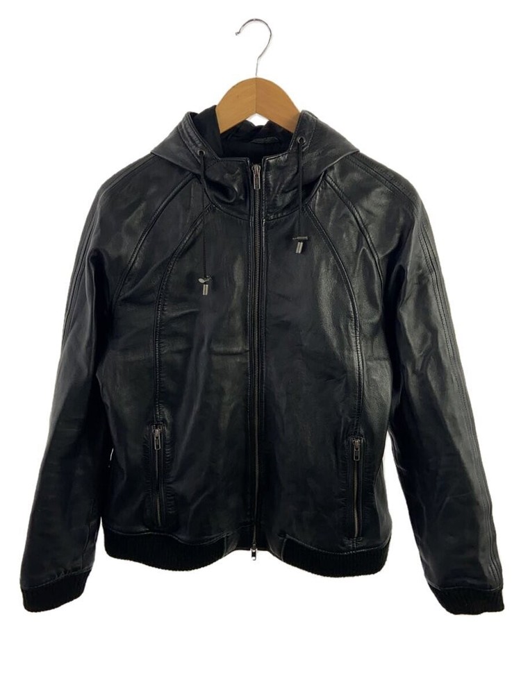 Liugoo Genuine Cowhide Leather Blouson Jacket in Black Size L 1286