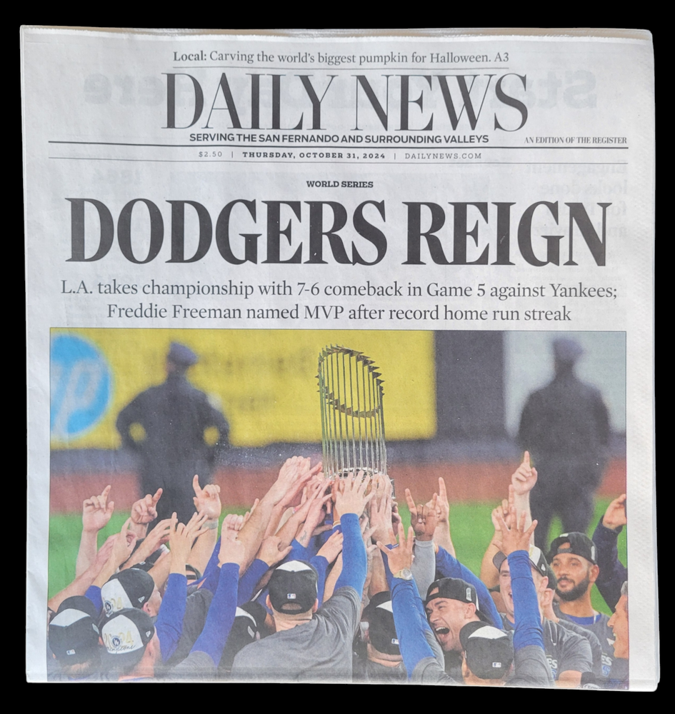 DAILY NEWS OCTOBER 31, 2024 DODGERS WIN WORLD SERIES vs NY YANKEES FREDDY SHOHEI