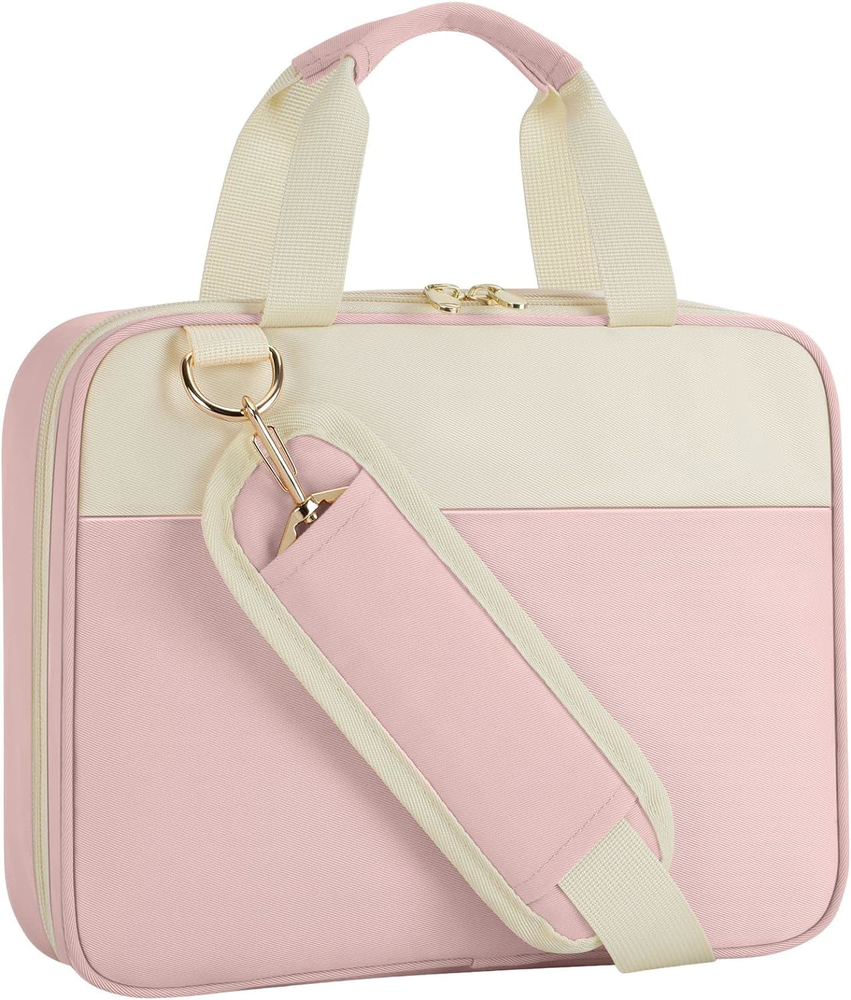 Bible Cover for Women - Large Pink Case with Padded Handle & Zippered Pockets