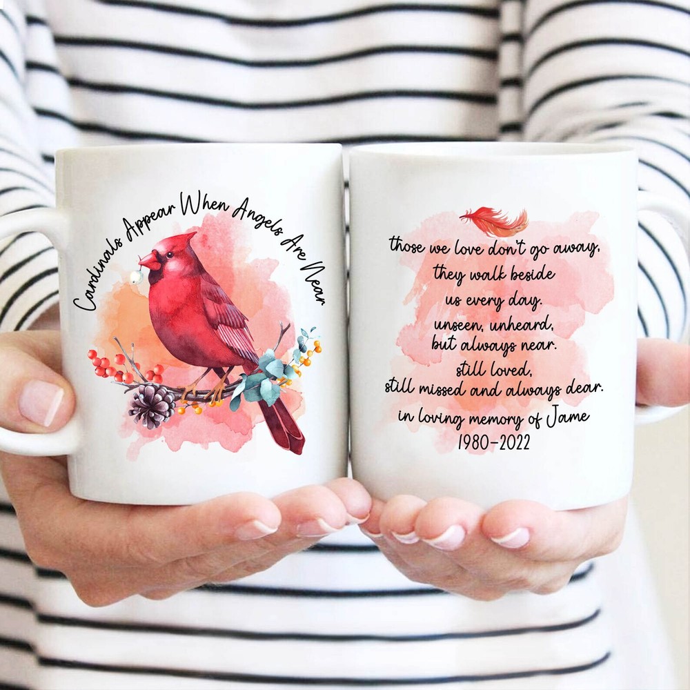Personalized Cardinal Mug Memorial Gift When Angels Are Near Sympathy Keepsake