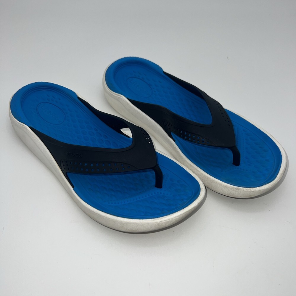 LiteRide by CROCS Unisex Flip Flop Thong Sandals Blue White 8 Women’s/6 Men’s