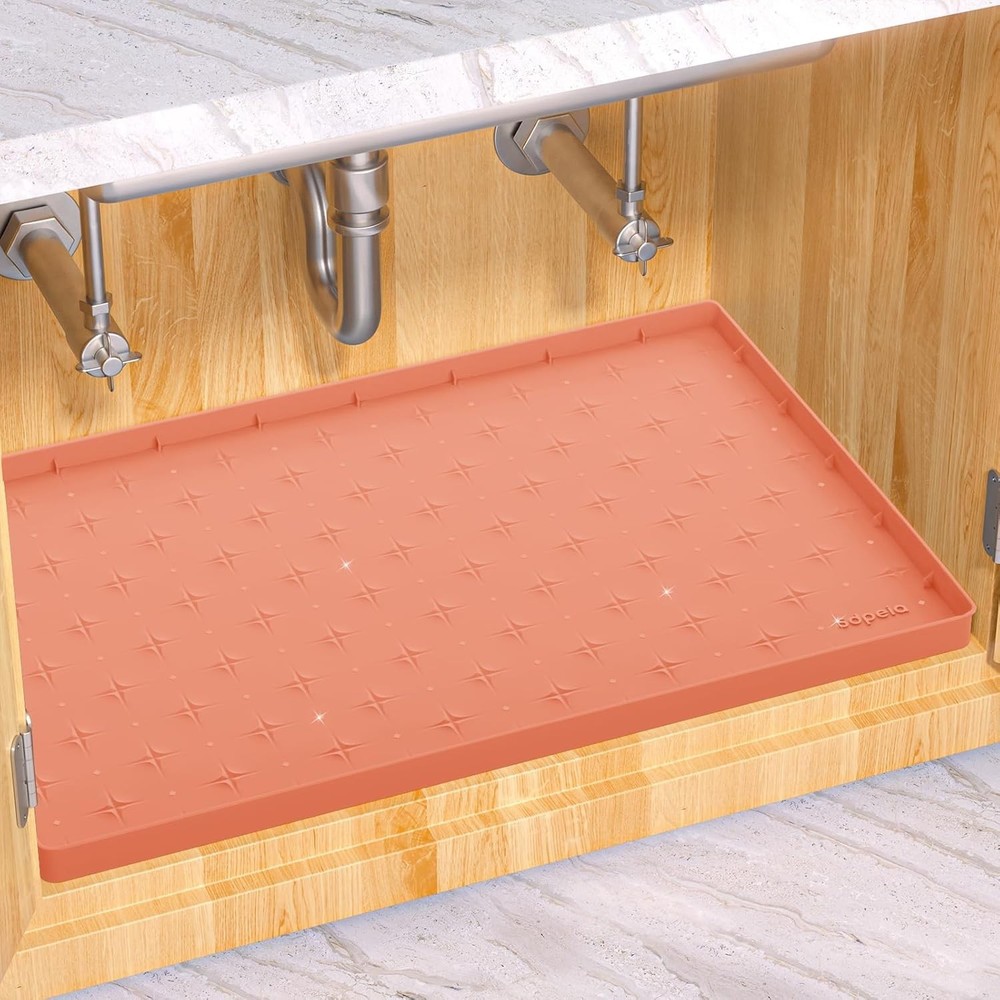 Sdpeia Under Sink Mat For 22 x 19 Cabinet Upgraded Silicone Waterproof Mat Coral