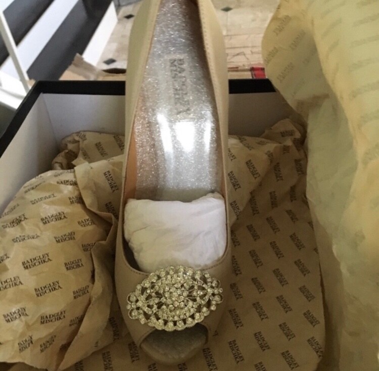 Badgley Mischka crystal embellished platform heels for women