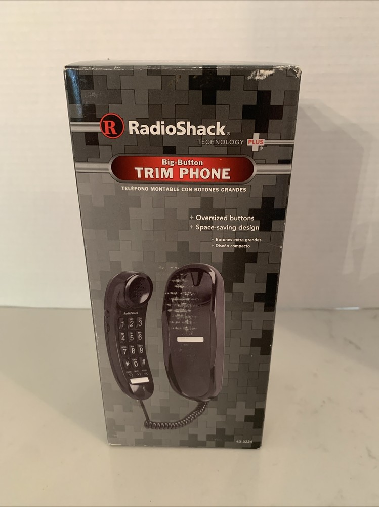 Radio Shack Big Button Trim Phone 43-3224 Black Telephone