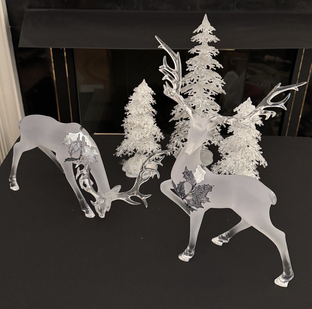 Reindeer And Trees Decoration In Excellent Used Condition