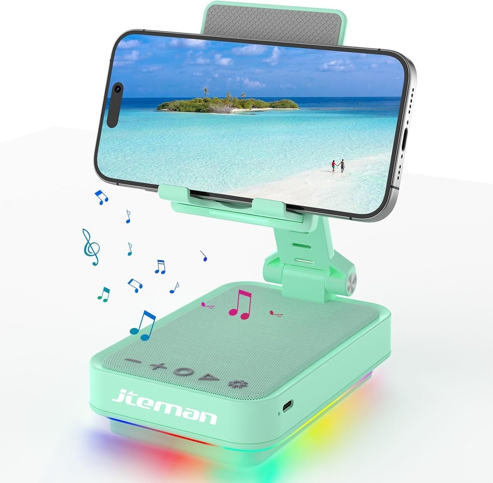 Gifts for Men Cell Phone Stand with Wireless Bluetooth Speaker and Green