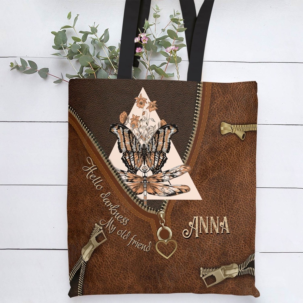 Hippie Dragonfly Personalized Tote Bag - Funny Animal Shoulder Bag-image