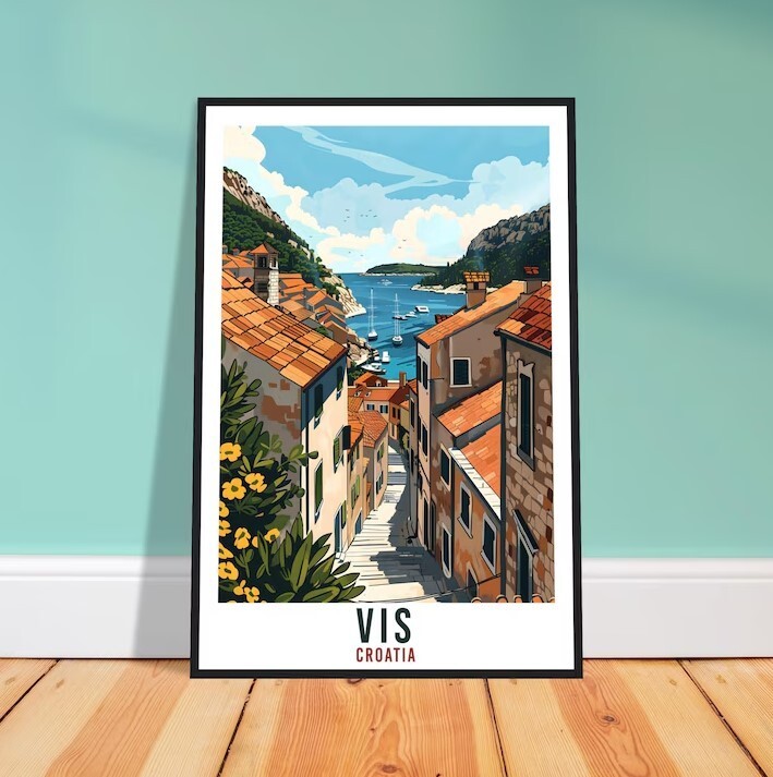 Vis Travel Print Croatian Island Wall Art – Stylish Home Décor Hanging