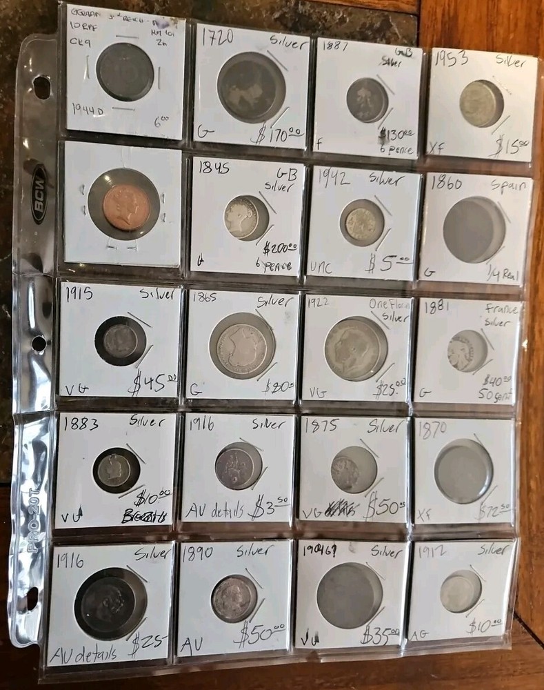 COLLECTION OF (20) VERY NICE HIGHER VALUE WORLD SILVER, Bronze,  and Copper Coin