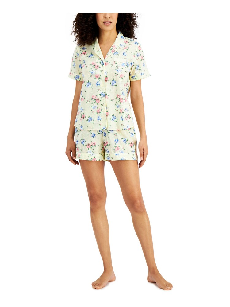 CHARTER CLUB Womens Yellow Button Up Top and Shorts Woven Pajamas XXL