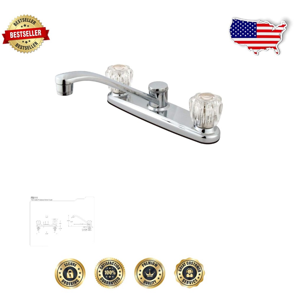 Lead-Free 7-5/8-Inch Chrome Kitchen Faucet - Dual Handle Elegant Design