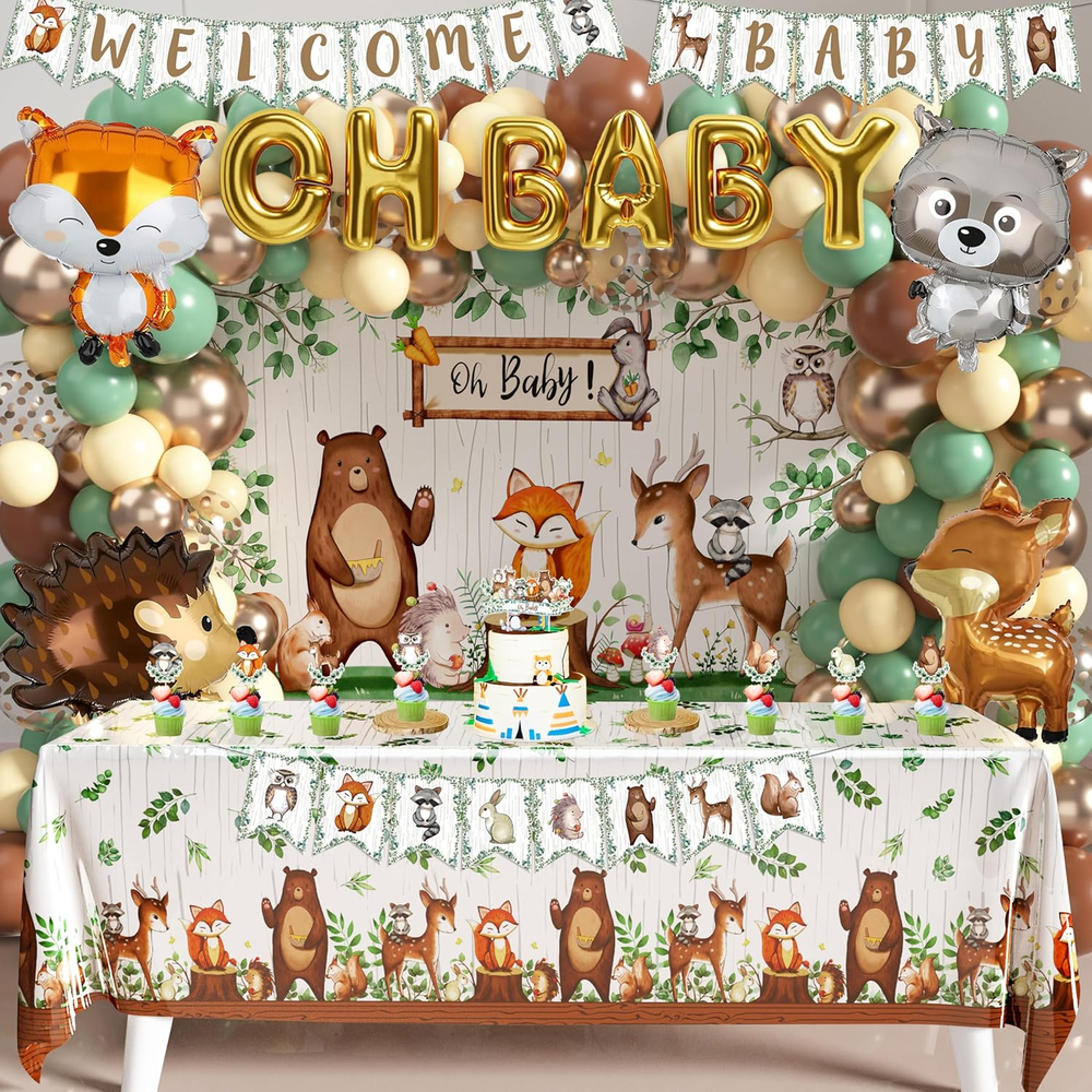 Woodland Animals Baby Shower Decoration Pack Forest Animal Neutral Gender Reveal