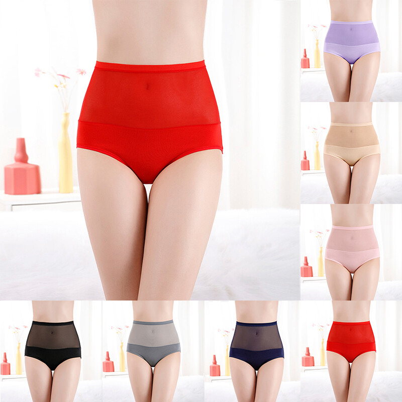 Soft High-Waist Cotton Women's Solid Underwear Comfortable Briefs Panties Knickers