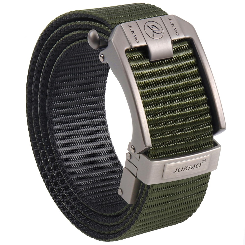 Reversible Ratchet Belt, Nylon Web Tactical Work Belt with Automatic Slide Bu...