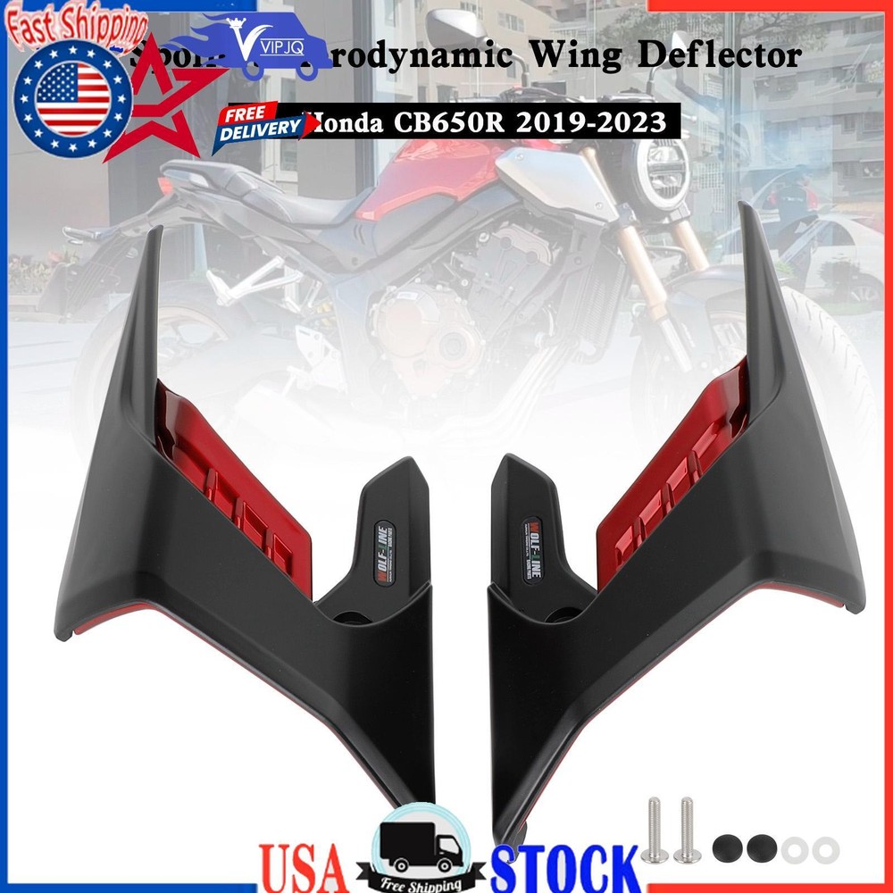 Side Spoilers Aerodynamic Wing Deflector Fairing For Honda CB650R 2019-2023 Red
