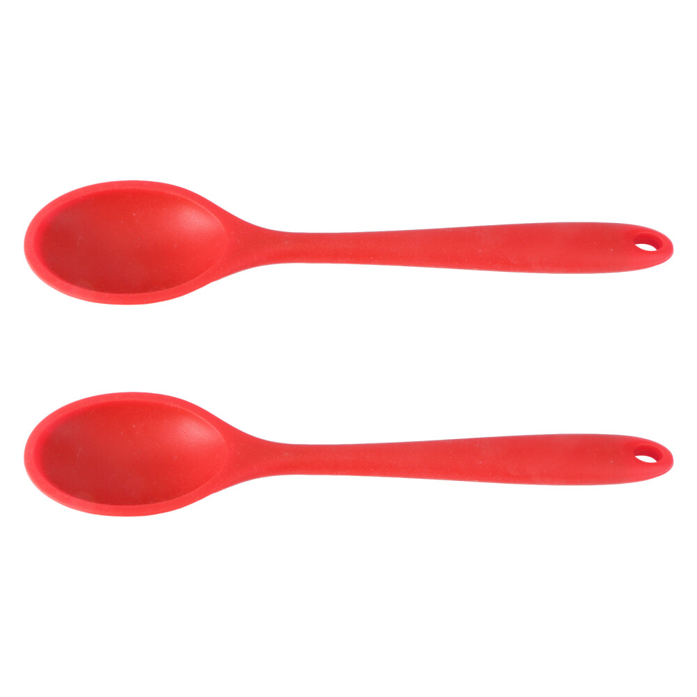 2 Pcs Silicone Stirring Spoon Heat Proof Spoon Silicone Eating Spoon