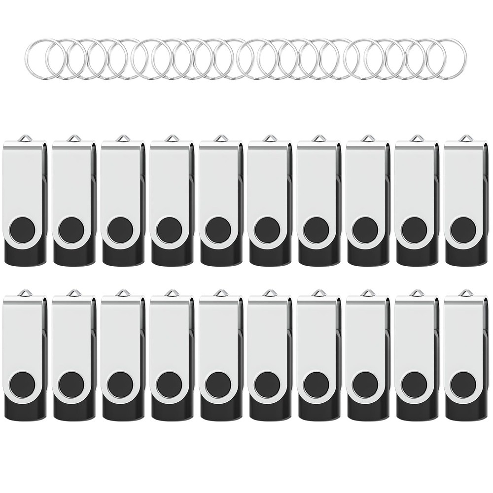 20-Pack 2GB USB 2.0 Flash Drives with Keychains for Storage & Data Transfer