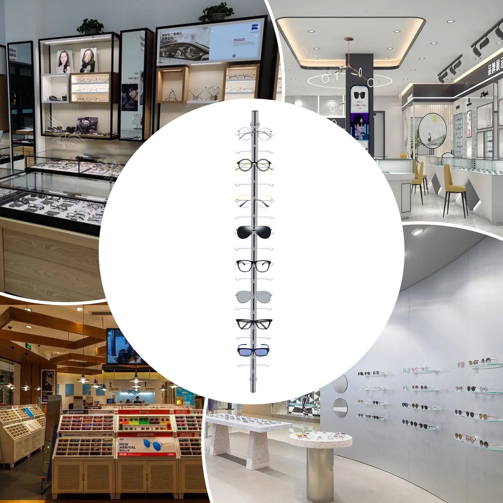 Wall Mounted Aluminum Sunglasses Glasses Eyeglass Display Rod 10pcs