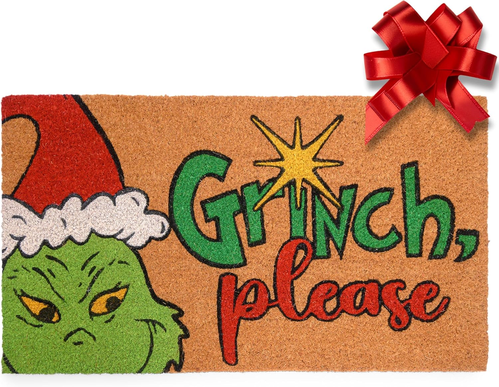 Grinch Please Door Mat Outdoor 30X17 Inch, Grinch Christmas Door Mat, Grinch Doo