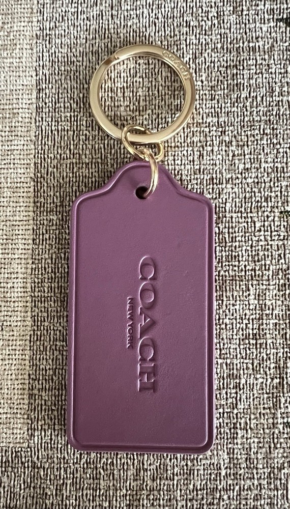 Genuine Coach 3.5 Inch Primrose Leather Hangtag Keychain Fob Gold New with Tags