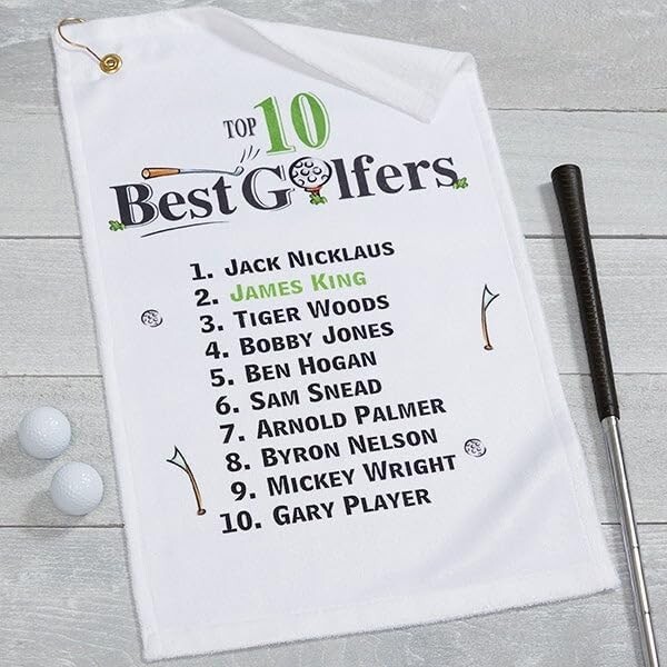 Top 10 Golfers Personalized Golf Towel - Custom Gift for Dad-image