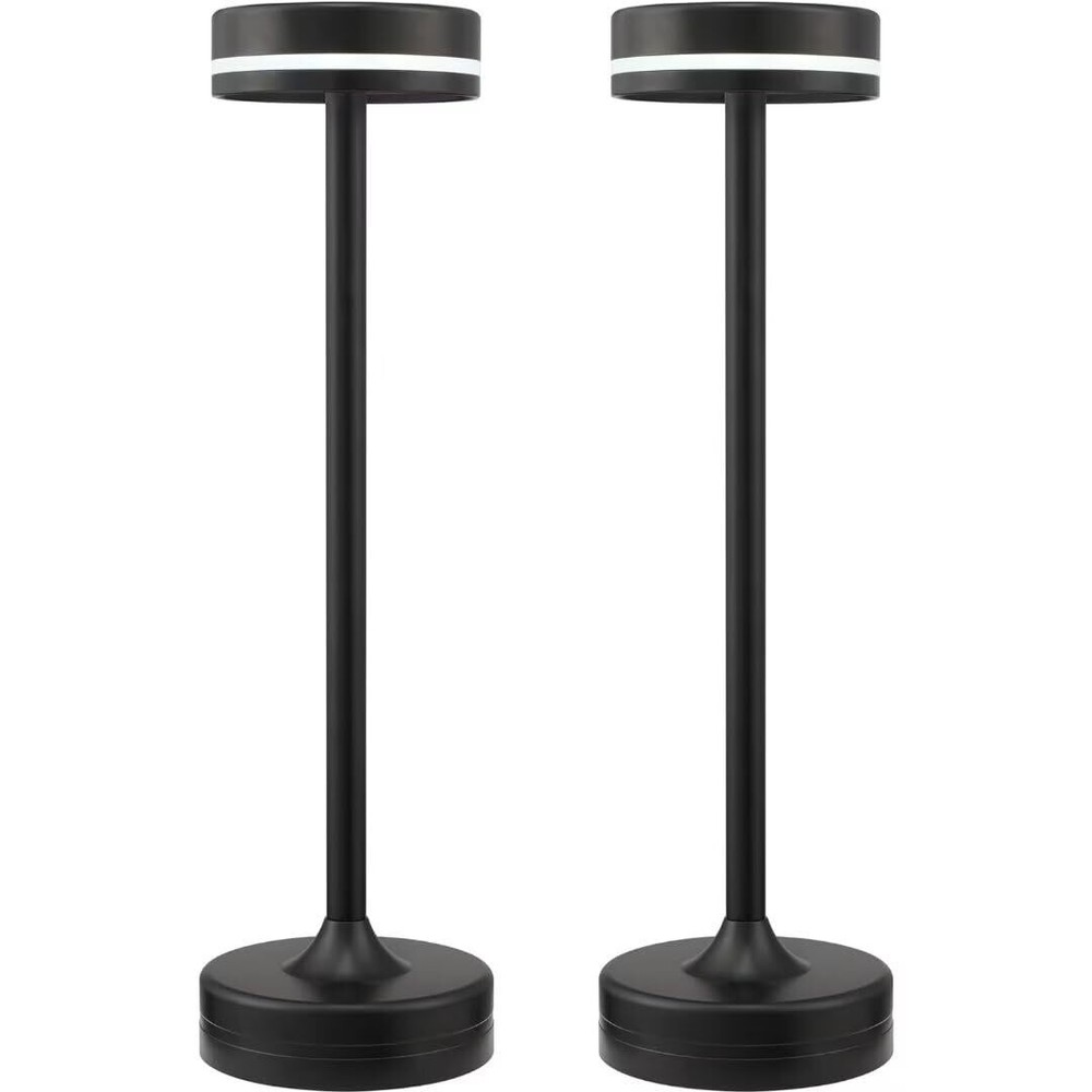 2PCS Cordless LED Rechargeable Touch Lamps with 3 Color Stepless Dimming