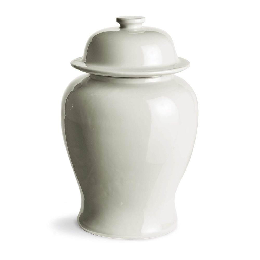 Lili White Ceramic Wide Lidded Ginger Jar, Large