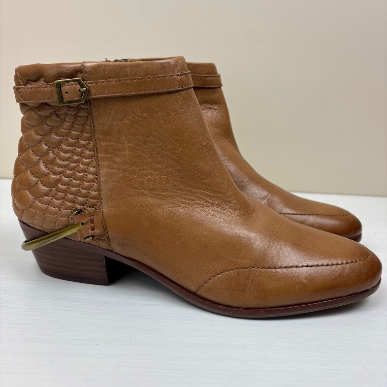 Sam Edelman Porter Boho Bootie with Spur Harness in Saddle Leather Size 8.5M