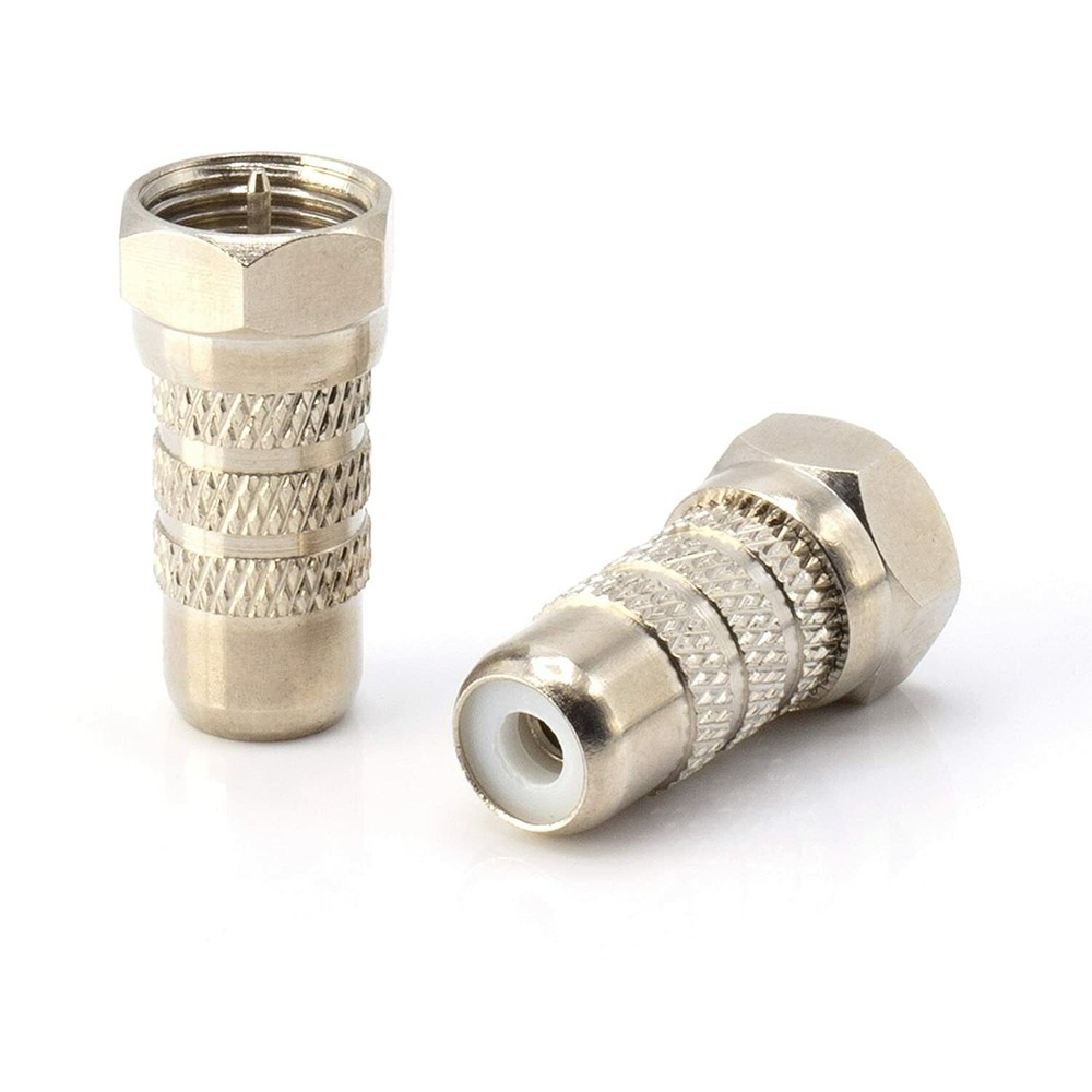 RF Coaxial Adapter, Converter - F-Type Male to RCA Female Connector - 4 Pack