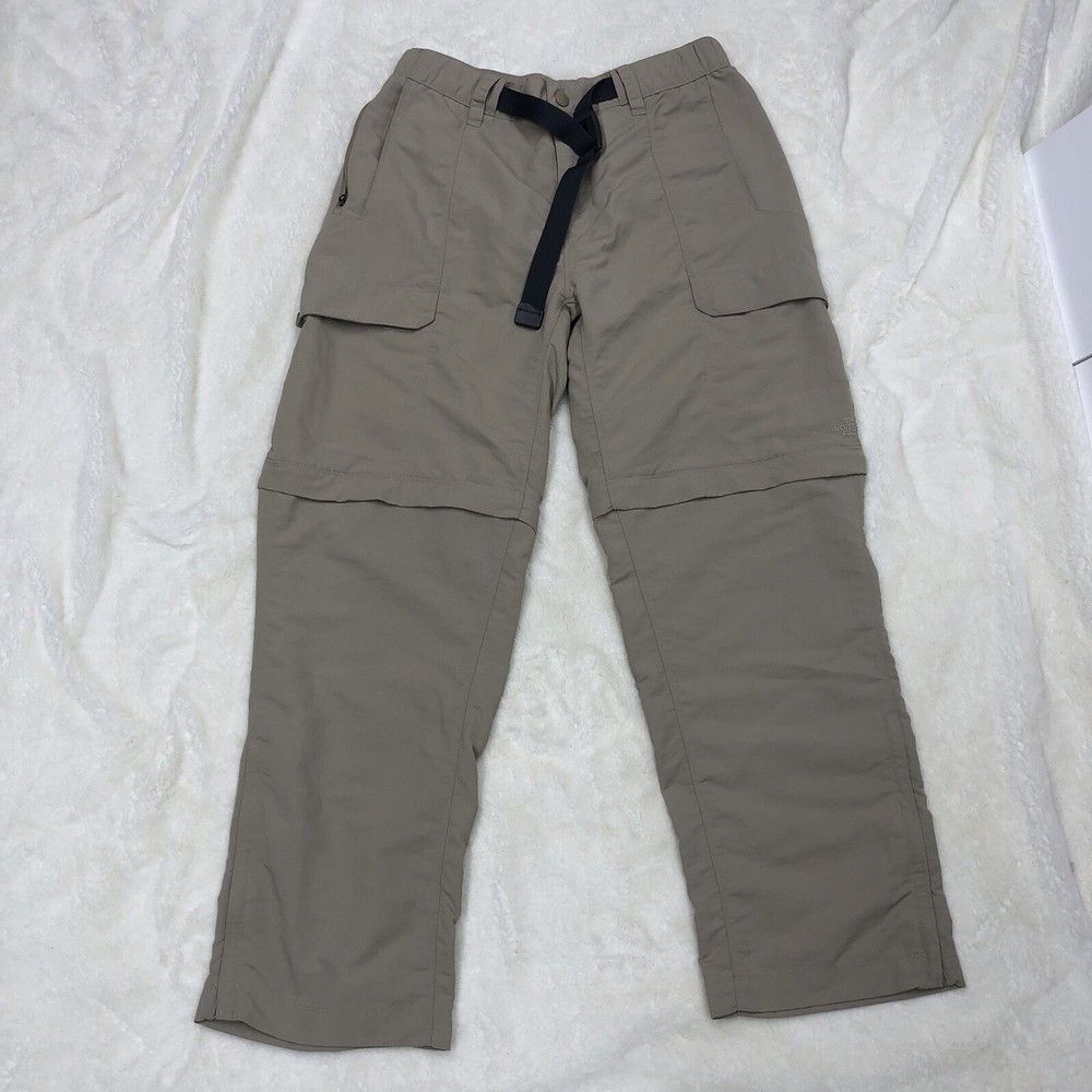 North Face Men's Convertible Cargo Pants with Zip-Off Shorts Belted Medium Tan