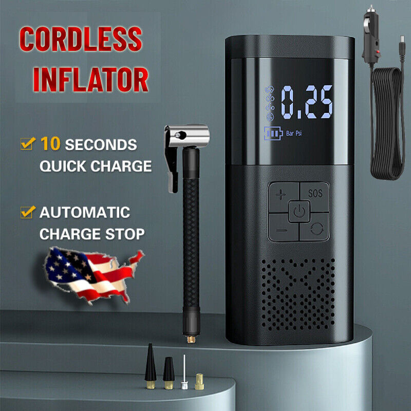 Digital Car Air Compressor Rechargeable Wireless Tire Inflator Portable Air Pump