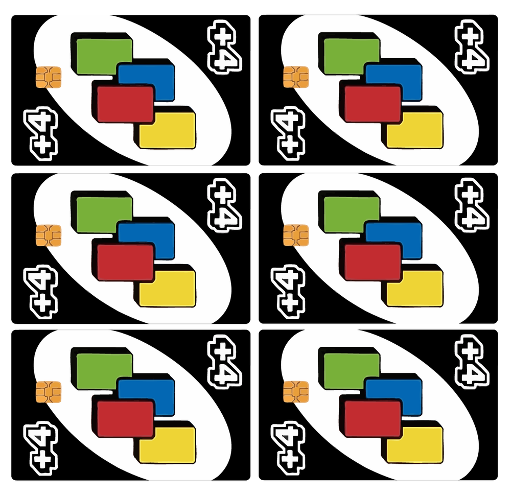 Credit Card Skins UNO Draw 4 Card Credit Card Stickers  Card Skins - 6 pack-image