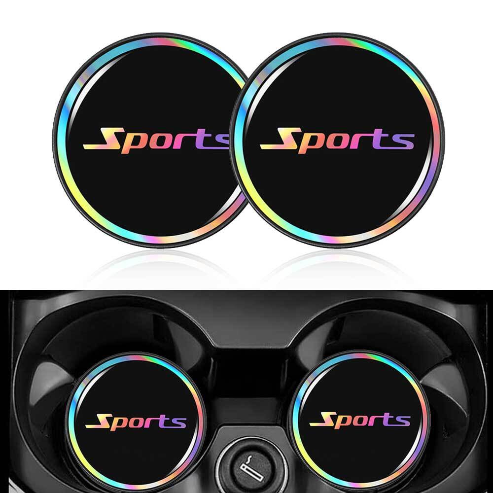 2X Car Cup Anti-slip Mat Pad Sport Alphabet Radiant Car Interior Accessories