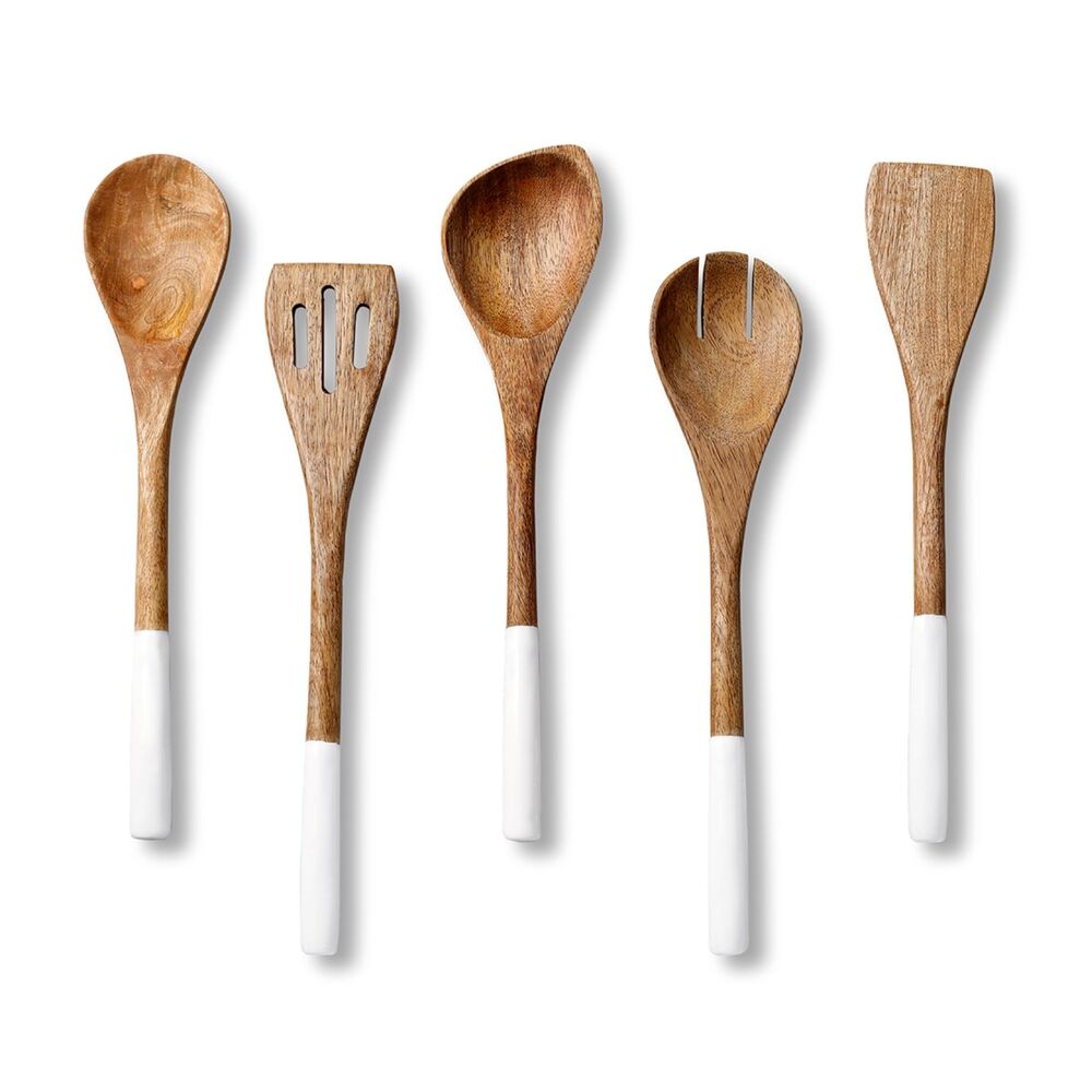 Wooden Spoons for Cooking, Set of 5 Wooden Utensils for Cooking, Nonstick Woo...