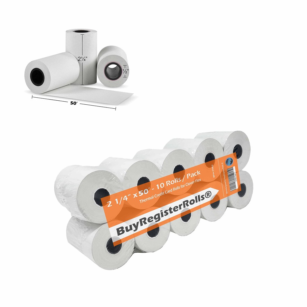 10 Rolls 2.25 x 50 Thermal Paper 48 GSM for Verifone VX520 & Ingenico ICT2