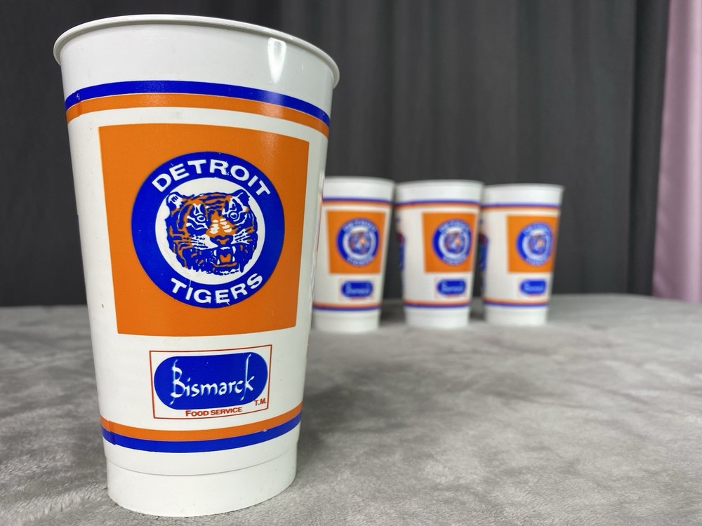 Vintage Detroit Tigers MLB Coca-Cola 4-Piece Plastic Cups Baseball Promo