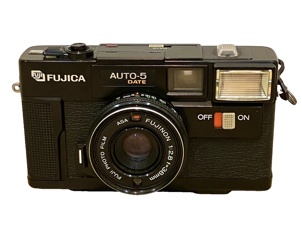 FUJICA AUTO-5 DATE Camera Black Untested Power No Box