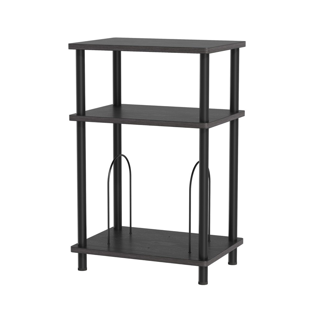 3-Tier Wooden End Table with Vinyl Record Storage Shelf for Record Players